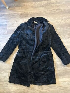 Black Faux Fur Long Coat - Women's Jacket